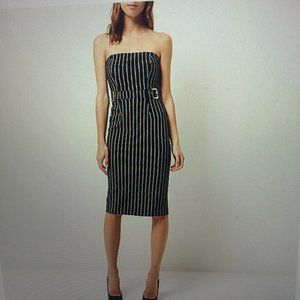 River Island Navy Pinstripe Urban Belted Dress UK 8 = ~ US 6